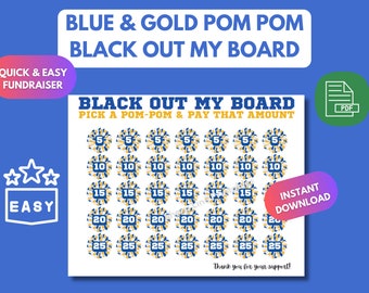 Inzamelingsactie Blue & Gold Cheer Black Out Board (bewerkbare pdf)