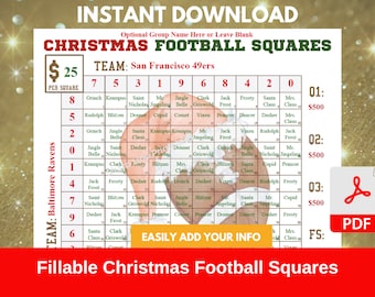 Sjabloon kerstvoetbalvierkanten: bewerkbaar afdrukbaar (pdf)