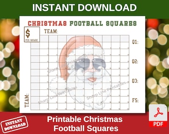 Christmas Football Squares Template: Holiday Fundraiser Game (PDF Printable)