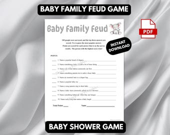 Spel familievete babyshower: olifantenthema (afdrukbare pdf)