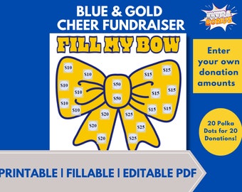 Customizable Blue and Gold Cheer Fundraiser Template | Fill My Bow Cheerleading | Instant Download PDF
