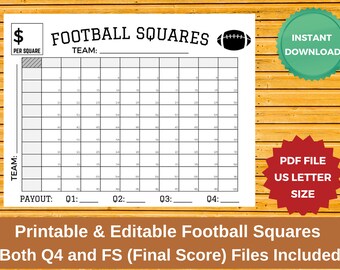 Numbered Super Bowl Squares - Etsy