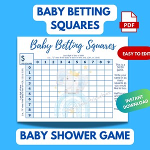 Editable Baby Betting Game | Fun Baby Shower Activity | Printable Baby Prediction Template | Baby Elephant