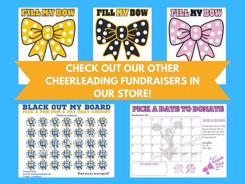 Fill My Bow Cheerleader Fundraising Template Customizable Cheer ...