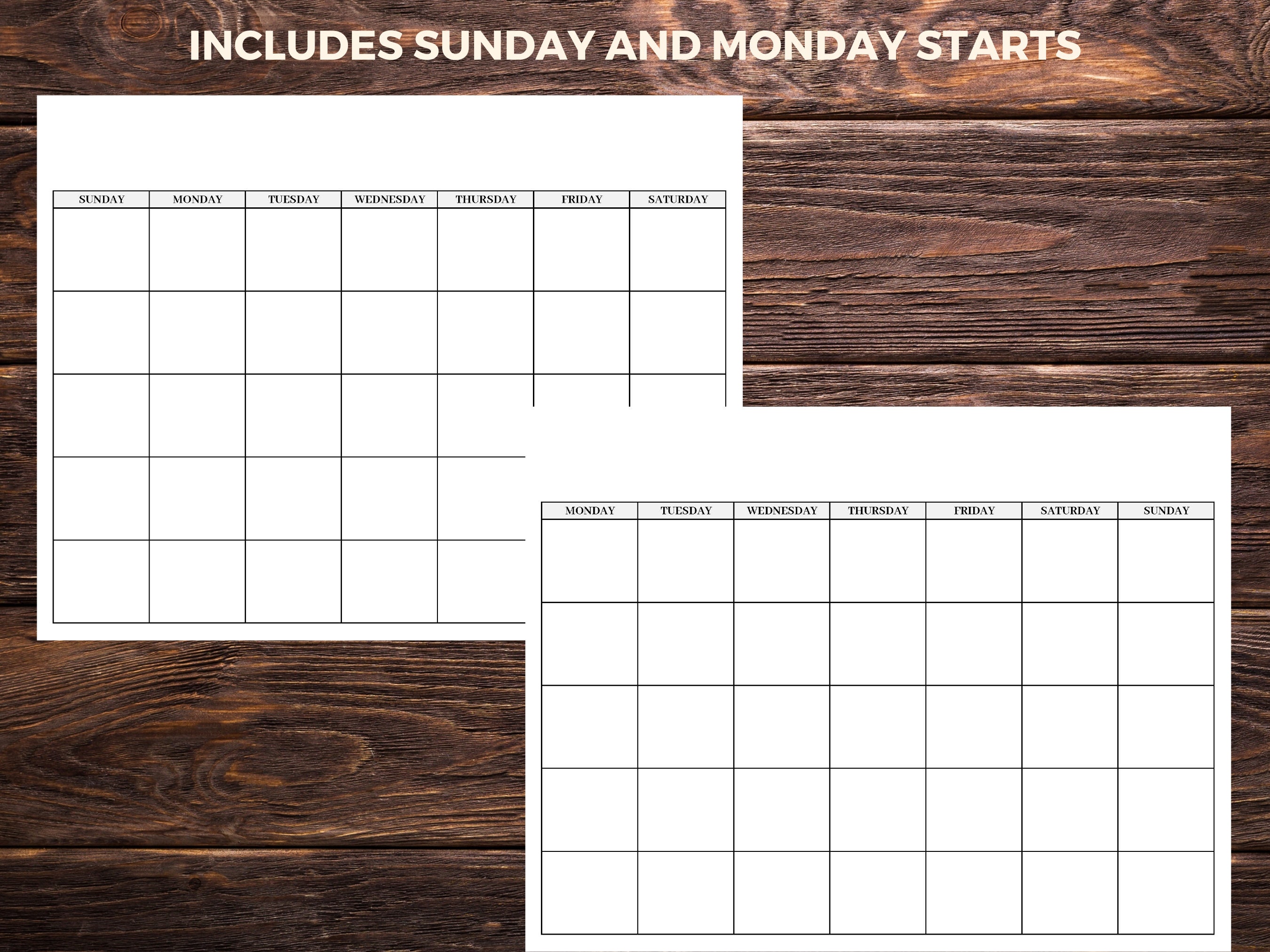 Blank Calendar Page. Printable Monthly Calendar. Monthly - Etsy