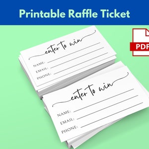 Billet de tombola imprimable | Participez pour gagner | Design minimaliste épuré | Gravures DIY | PDF téléchargeable