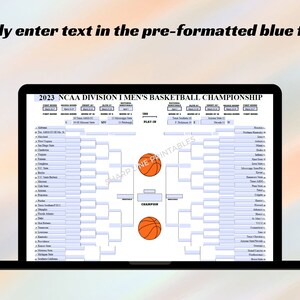 Printable NCAA Basketball Bracket March Madness Template Editable PDF ...