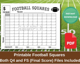 Printable Football Squares Template: Big Game (PDF)