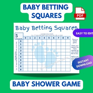Editable Baby Guessing Game Template, Baby Betting Squares Game, Fun Baby Shower Game, Printable Baby Boy Prediction Game, Baby Pool Game