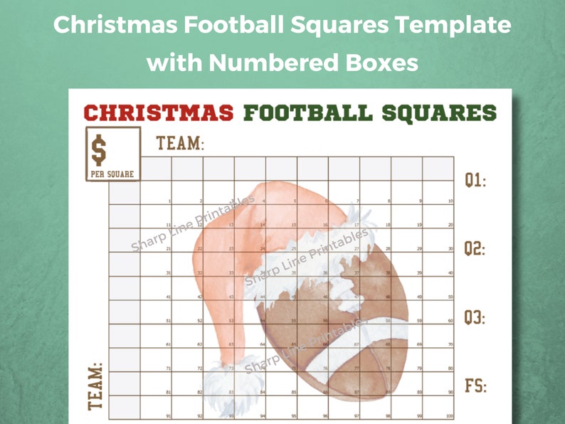Printable Football Squares Template Christmas Football Fundraiser