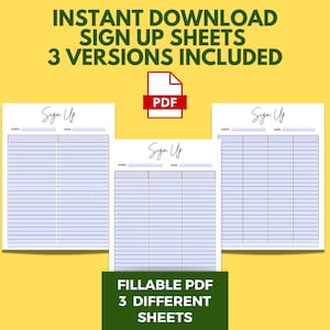 Editable Sign Up Sheet Template - Editable PDF Form, Easy to Edit