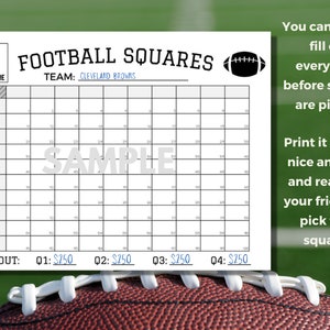Printable Football Squares Template Football Fundraiser Football Square