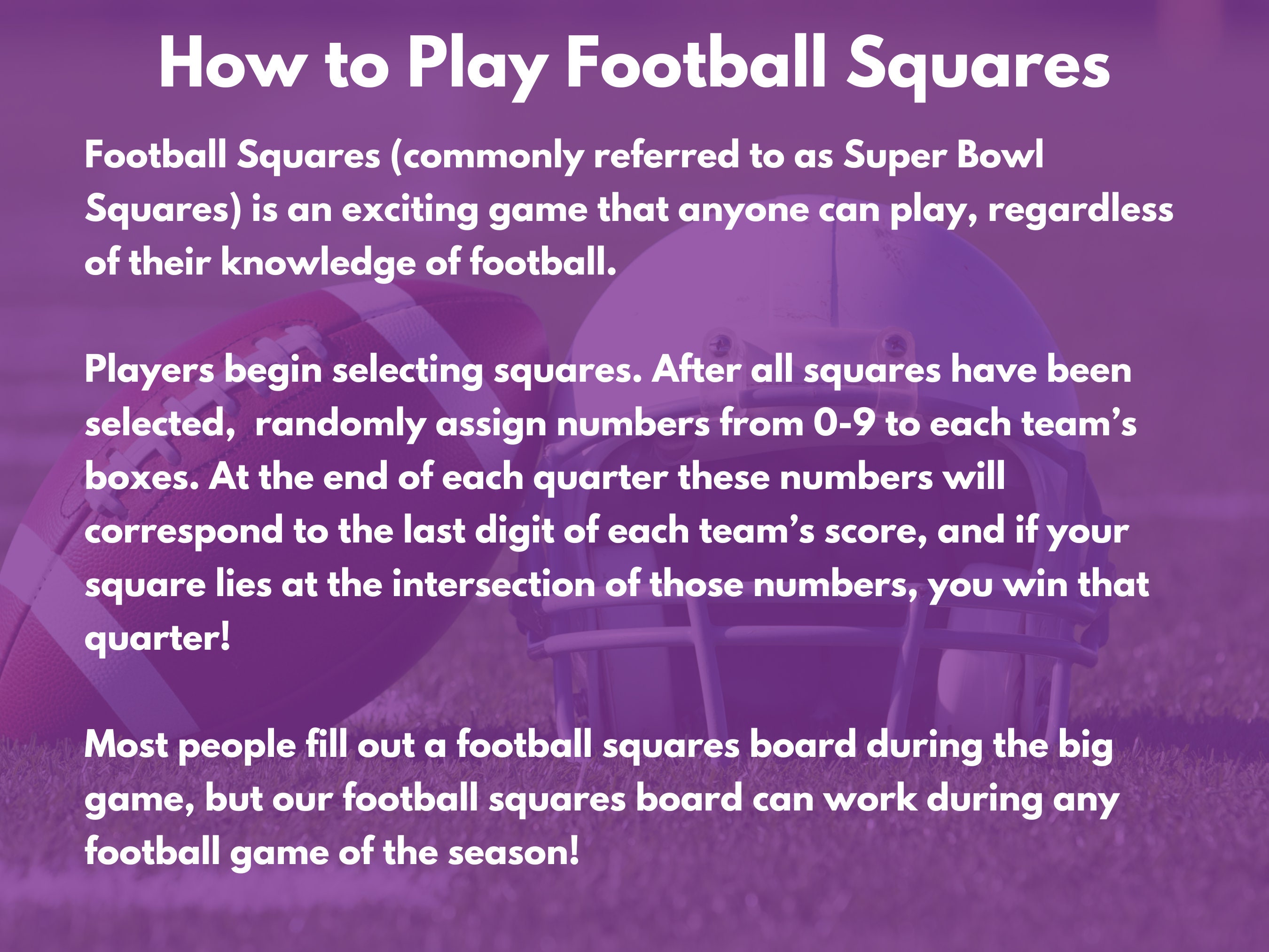 Printable super bowl squares 25 square board template pdf etsy