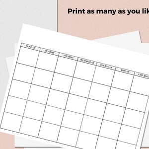 Blank Calendar Page. Printable Monthly Calendar. Monthly - Etsy