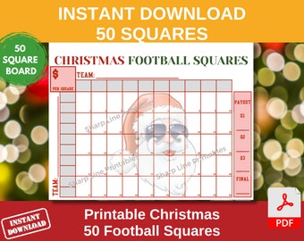 Sjabloon kerstvoetbalvierkanten: raster van 50 vierkante (afdrukbare pdf)
