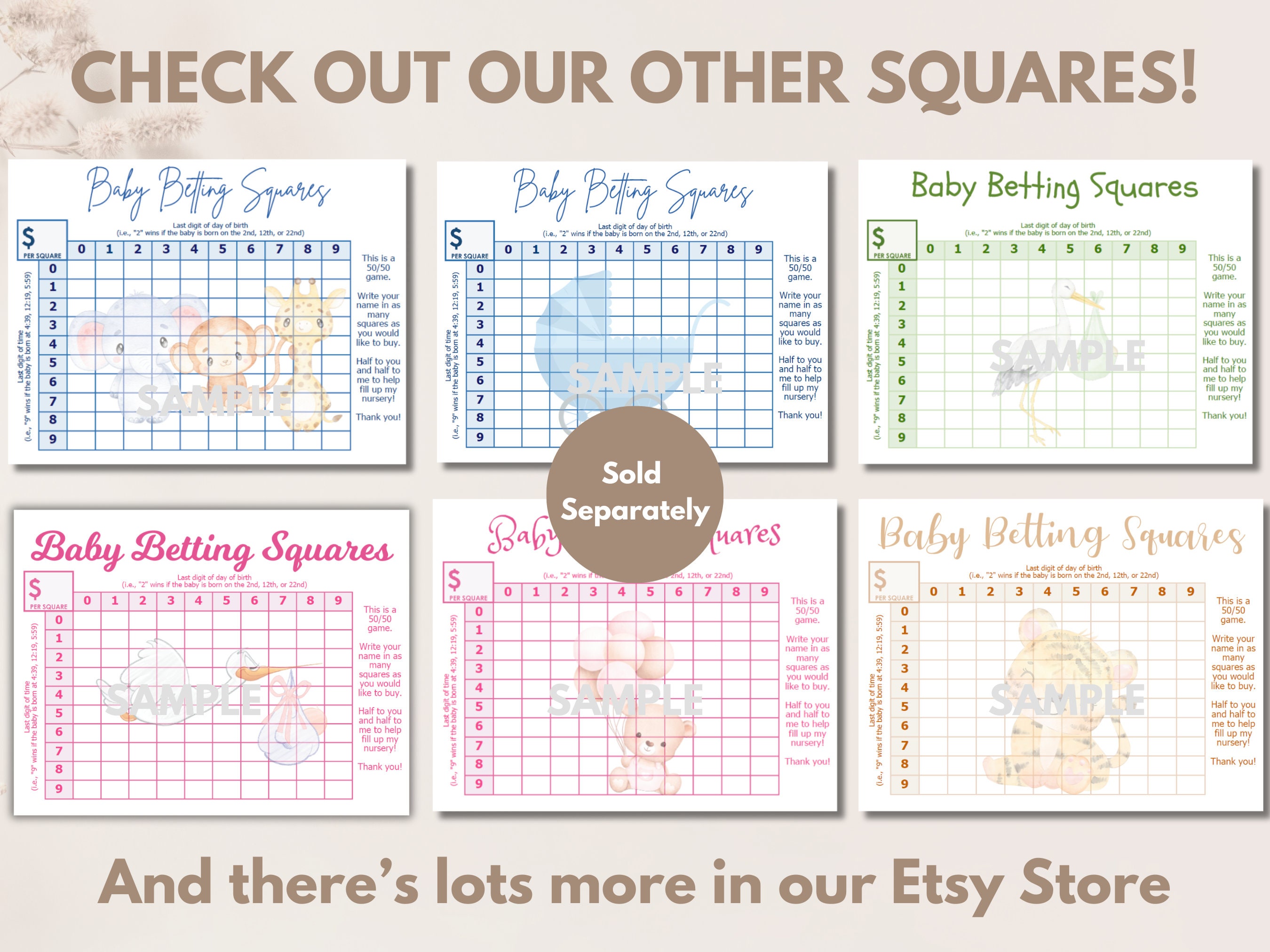 Printable Baby Betting Squares Baby Shower Game Baby Boy Shower Baby ...