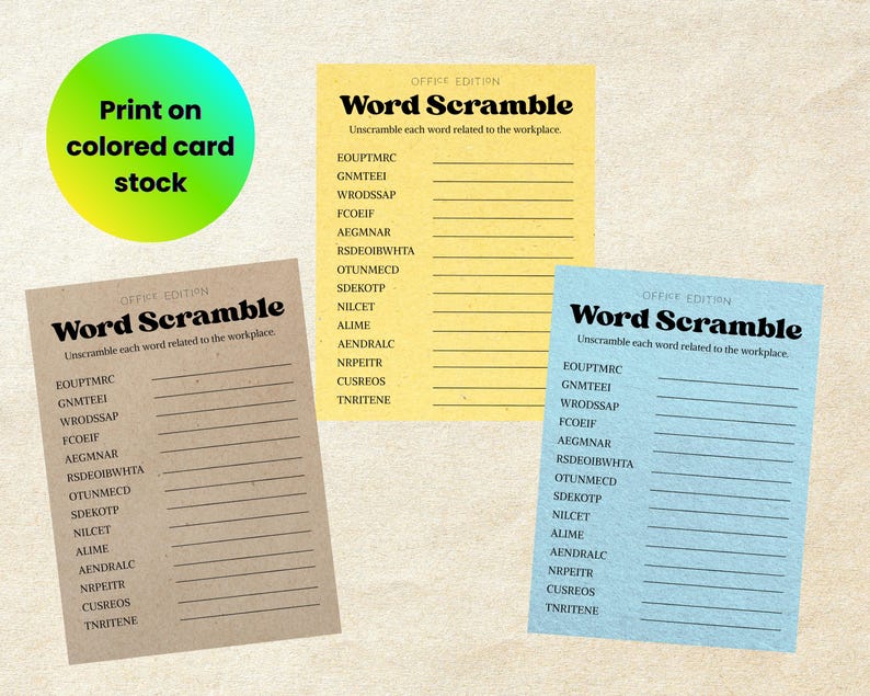 Office Word Scramble Printable – Fun Icebreaker Game for Coworkers ...