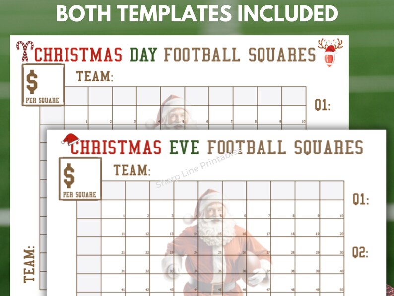 Editable Football Squares Template Christmas Football Fundraiser