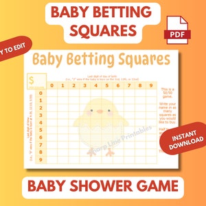 Editable Baby Chick Baby Shower Game | Predict Baby&#39;s Birthdate Pool | Boy or Girl