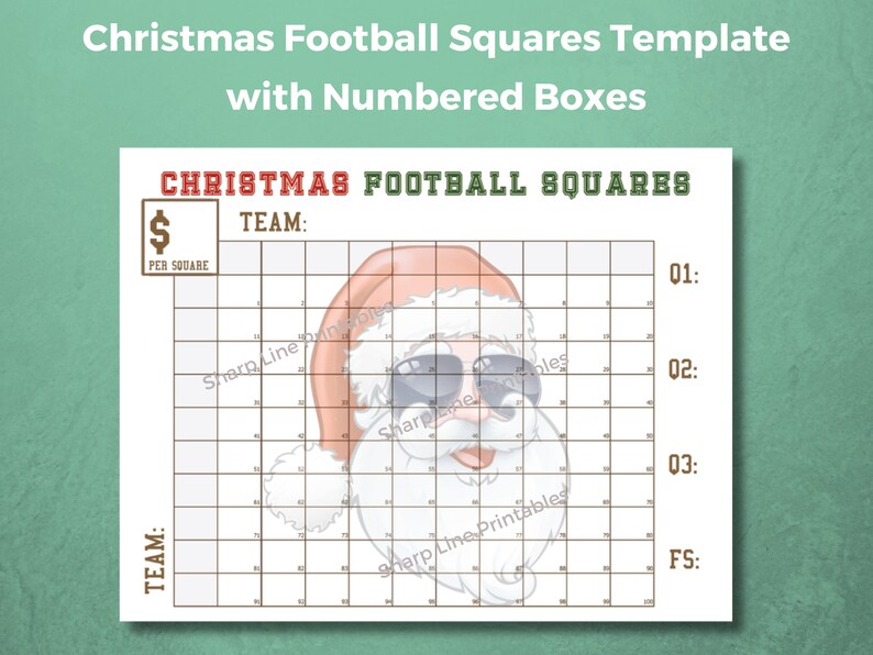 Printable Christmas Football Squares Template Football Fundraiser