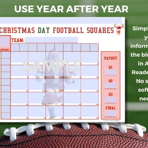 25 Christmas Football Squares Template Printable Editable PDF Christmas ...