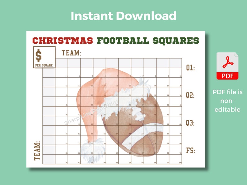 Printable Football Squares Template Christmas Football Fundraiser