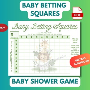 Editable Baby Guessing Game Template, Baby Betting Squares Game, Fun Baby Shower Game, Printable Baby Boy or Girl Prediction Game, Baby Pool