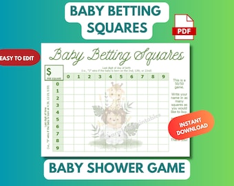 Bewerkbaar spel babyweddenschappen: babyshower groene dieren (pdf)
