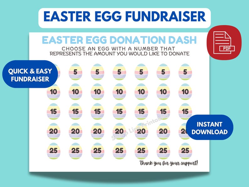 Easter Egg Donation Dash: Printable Fundraiser (PDF) - Etsy