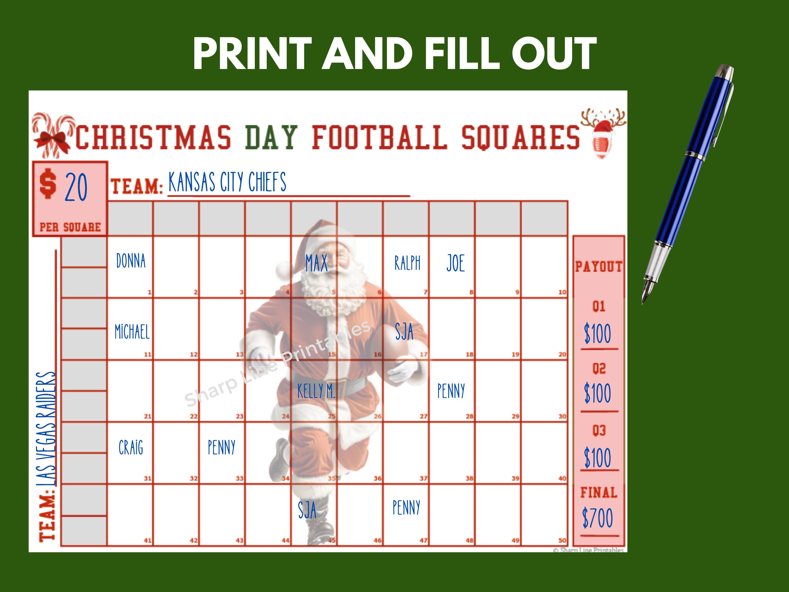 50 Football Squares Template Printable Christmas Eve and Day Etsy 50 Football Squares Template Printable Christmas Eve and Day Etsy