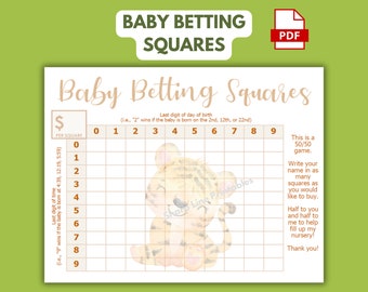 Bewerkbare babyshower gokvierkanten: afdrukbare pdf voor voorspellingen van vervaldatums