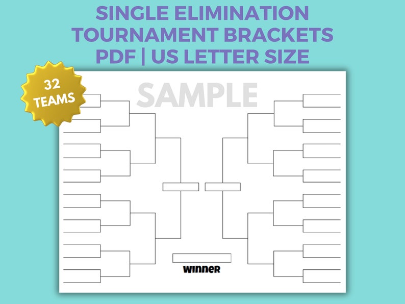 Sports Brackets Printable, 4, 8, 10, 12, 16, 32, 64 Team Bracket ...