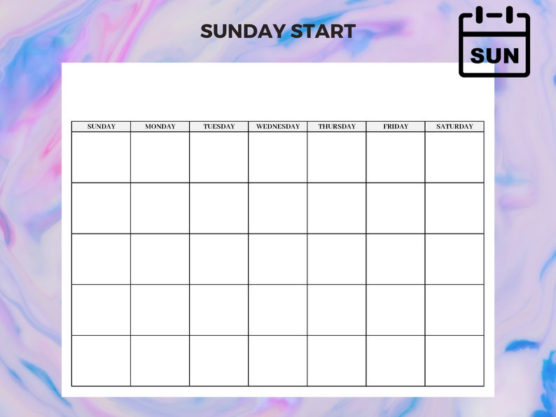 Blank Calendar Page. Printable Monthly Calendar. Monthly - Etsy