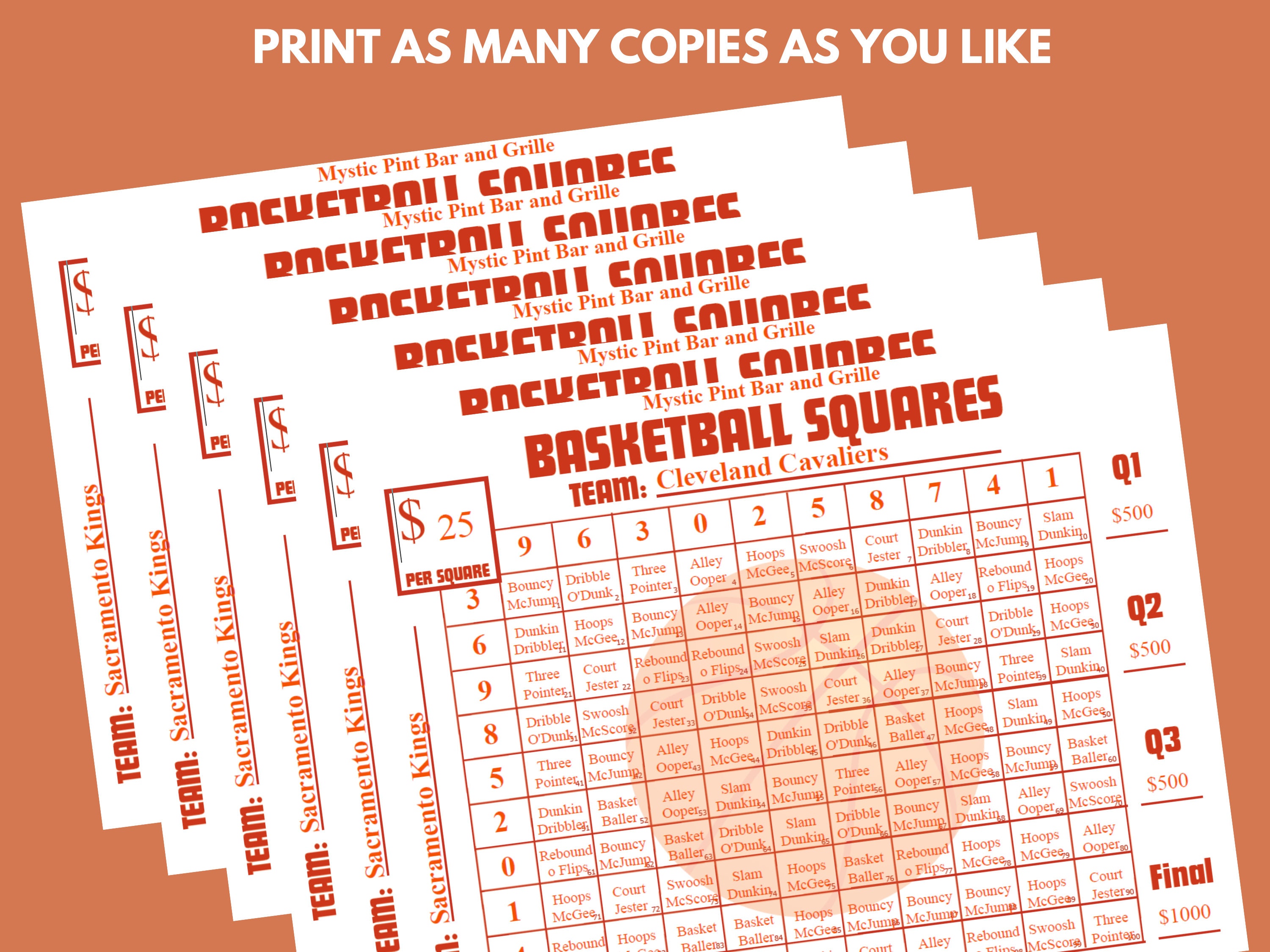 Printable Basketball Squares Template Basketball Game Basketball