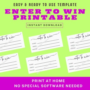 Simple Raffle Tickets Template: Printable Enter to Win Design (Instant Download)