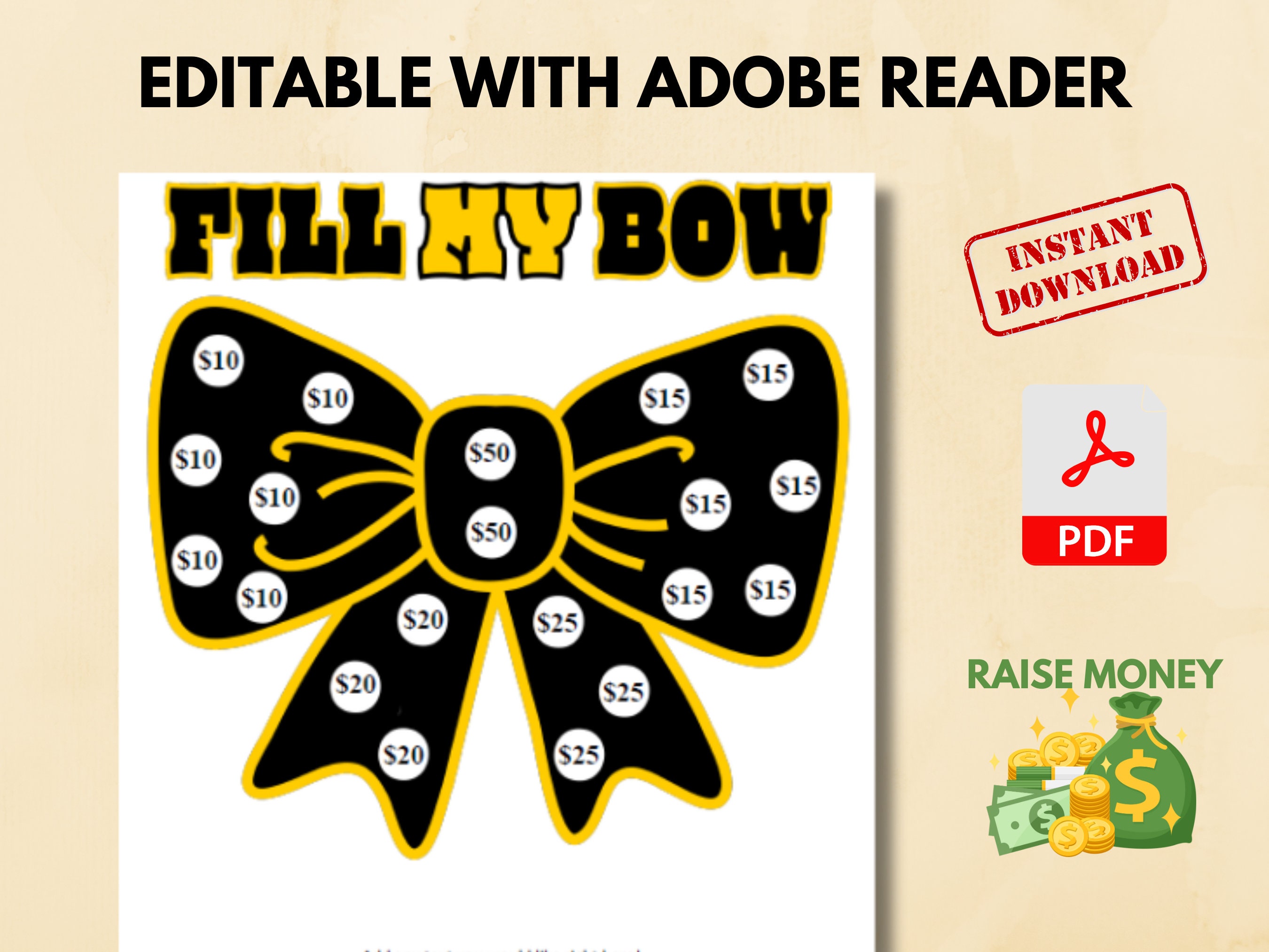 Cheer Bow Fundraiser Donation Form, Cheerleading Fundraising Template ...