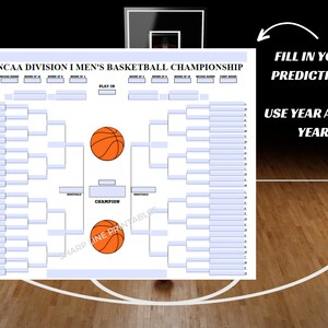 Printable NCAA Basketball Bracket March Madness Template Editable PDF ...
