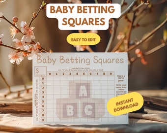 Babyshowerspel: gokvierkanten, genderneutraal (afdrukbare pdf)