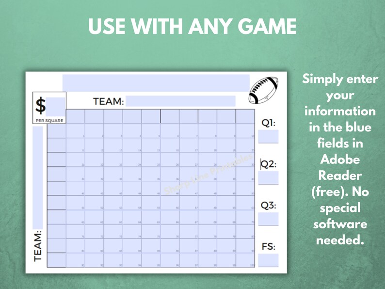 Football Squares Template Fillable Football Squares Game Printable Football Squares Template Fillable Football Squares Game Printable