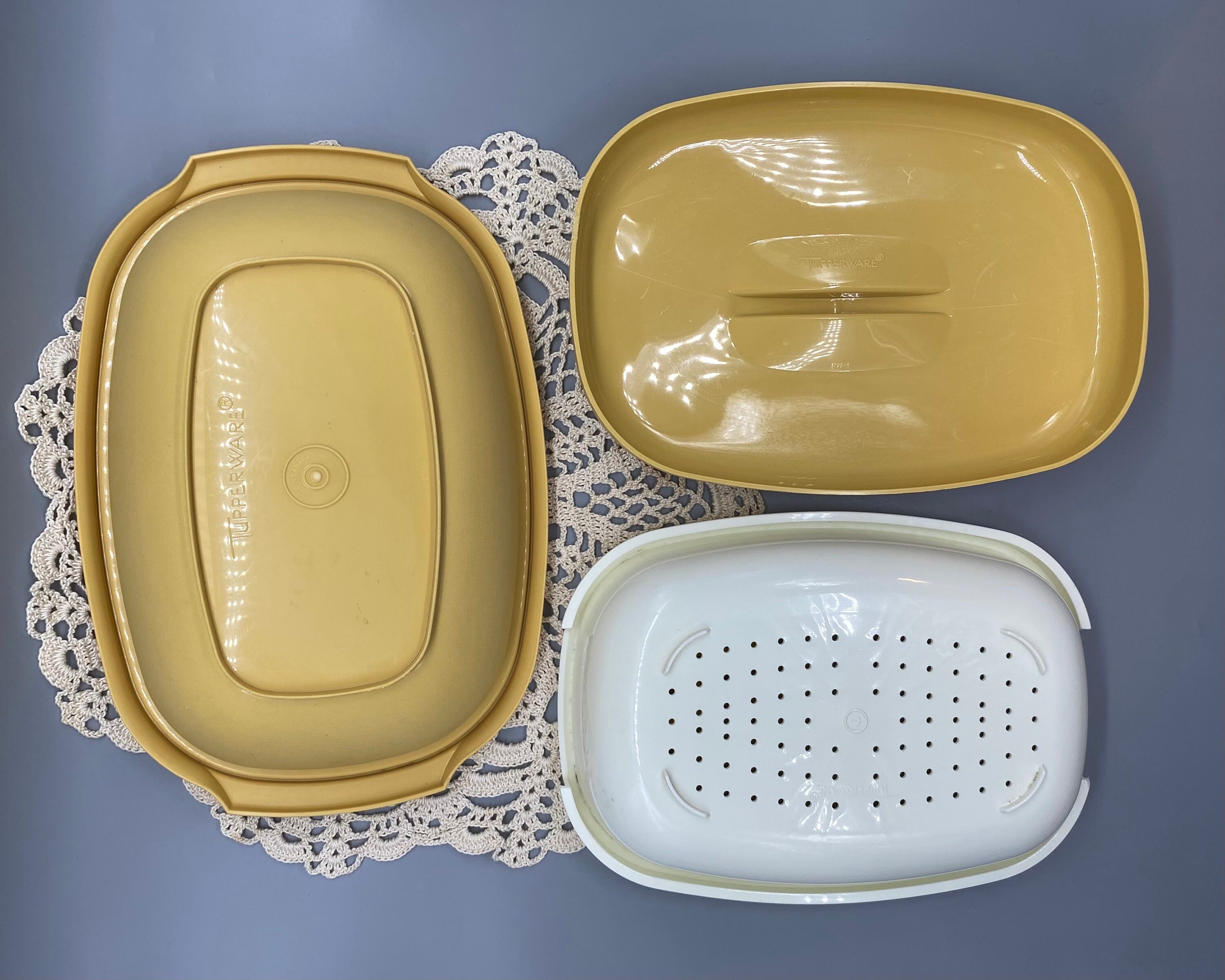 Vintage Tupperware Vegetable Steamer Harvest Gold Etsy