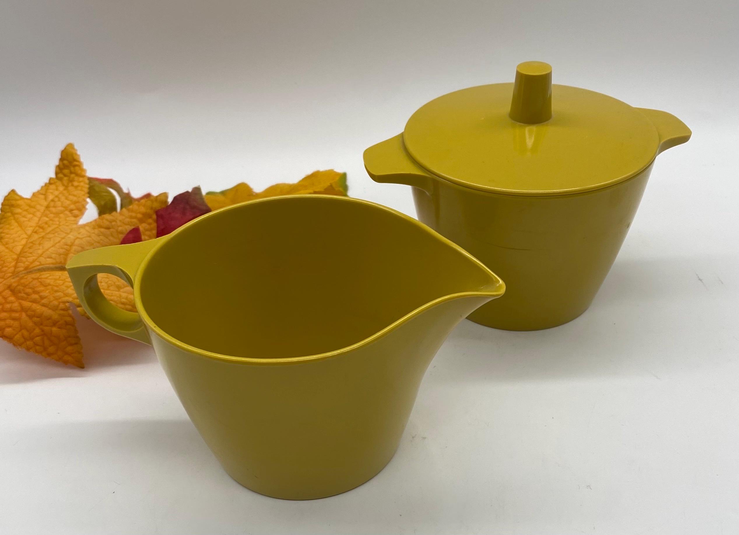Vintage Dorchester Dinnerware - Mustard Yellow - Melamine - Creamer and Sugar/Lid - MCM