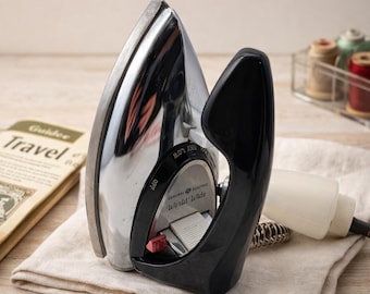 Vintage GE Travel Iron | Steam Dry Mid-Century Appliance (Manuals, Water Bulb)
