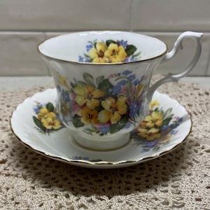 Vintage Royal Albert Teacup and Saucer: Summertime Forget-Me-Nots, Fine Bone China