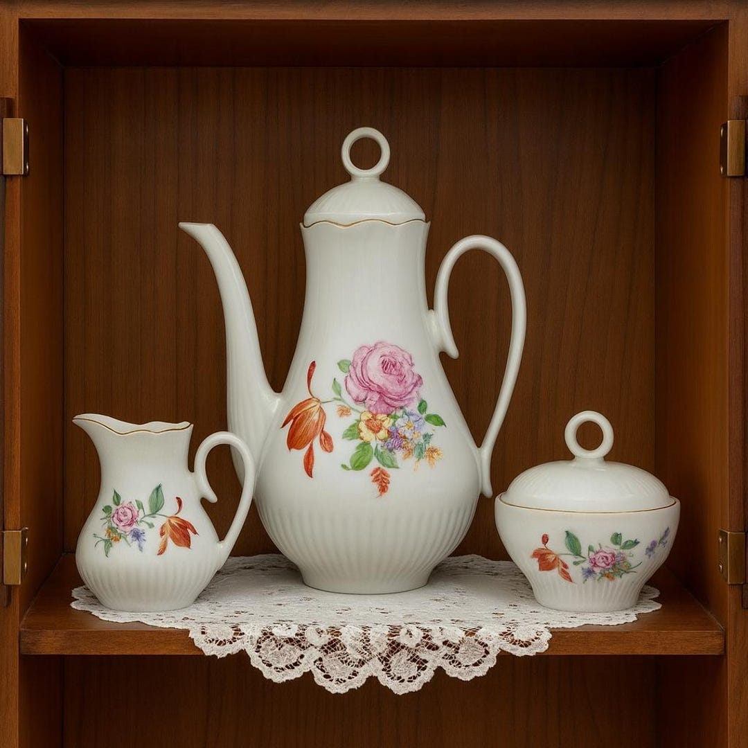 Vintage Romanian Porcelain Coffee / Tea Set – STIPO Dorohoi – Hand ...