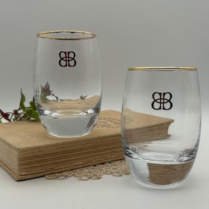 Vintage Baileys Irish Cream Lowball Glasses - Set of 2 Rocks Tumblers with Gold Rim - Barware Collector Gift