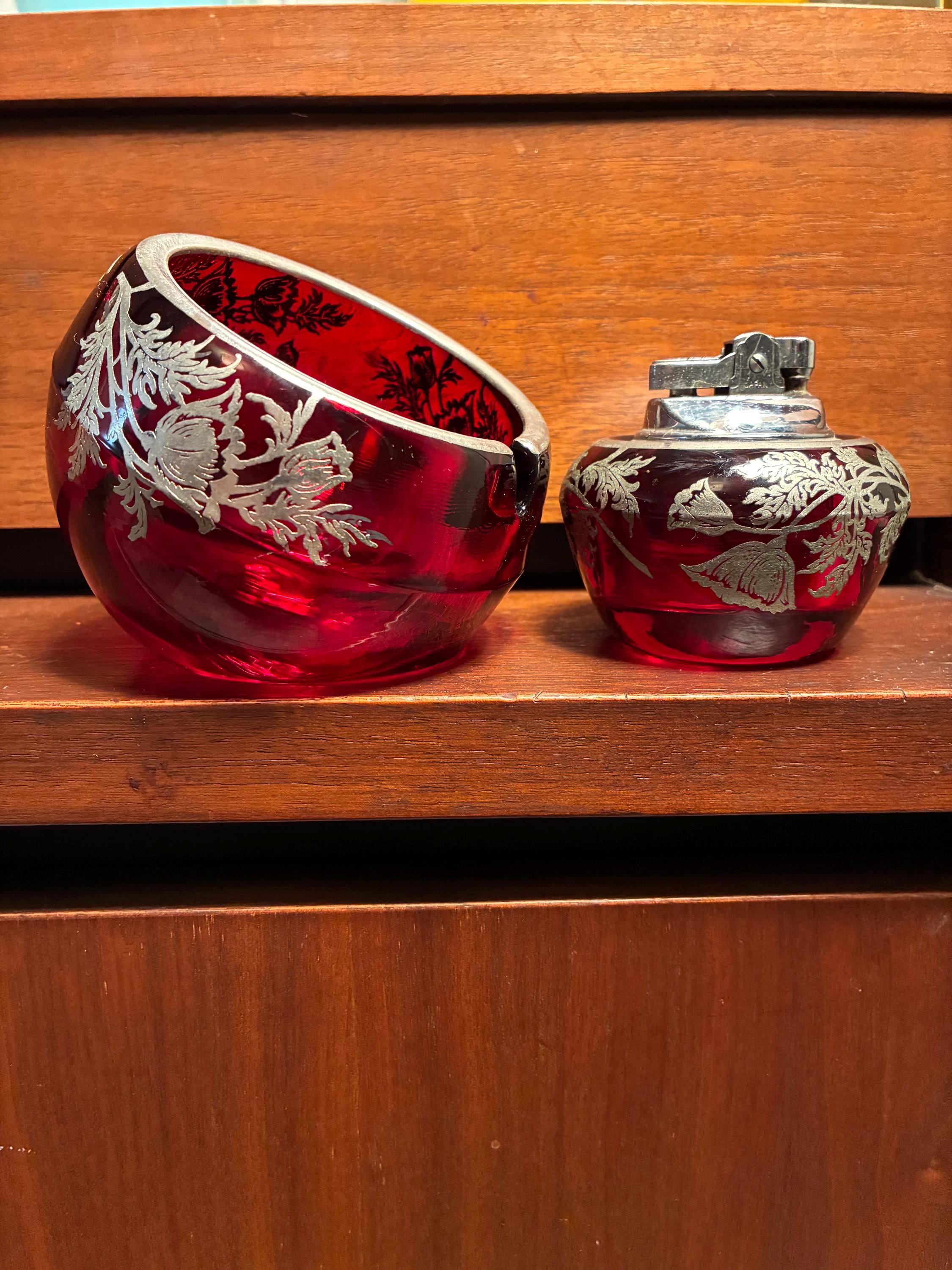 70s ずっしり！ バイキング VIKING レッドガラス 灰皿 ビンテージ 70s