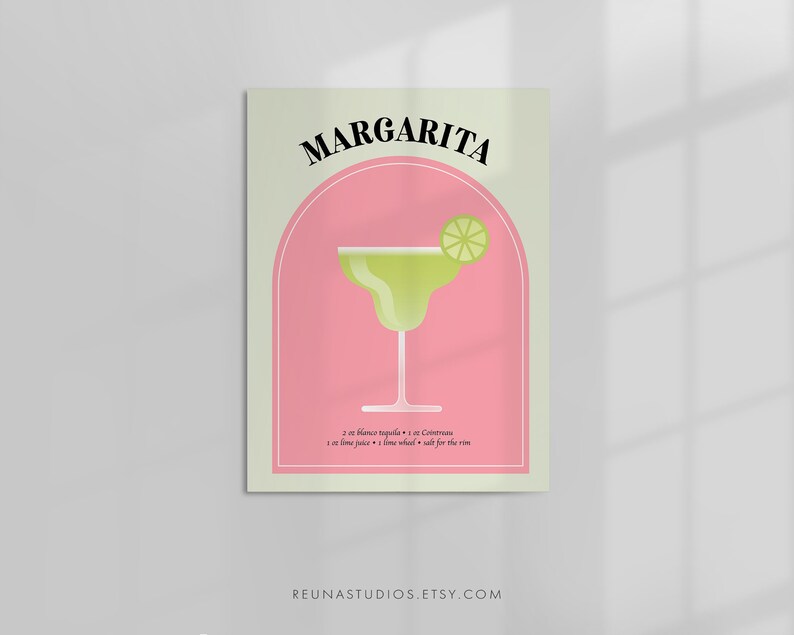 Printable Classic Signature Margarita Cocktail Recipe Poster - Etsy