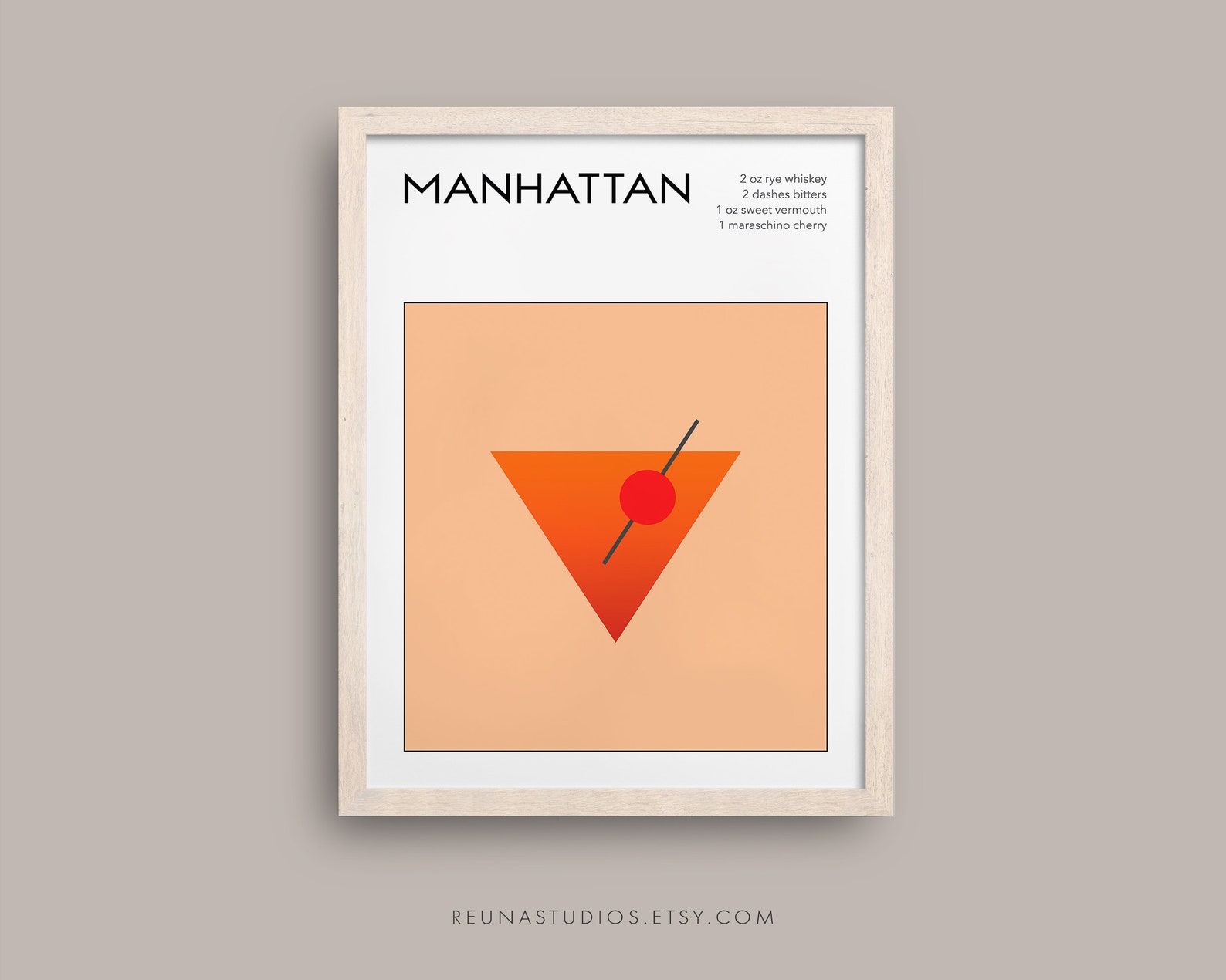 Manhattan Print With Recipe Classic Cocktails - Etsy