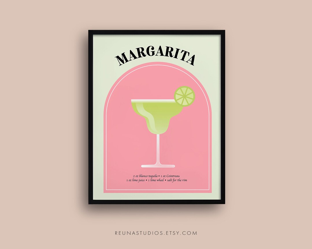 Printable Classic Signature Margarita Cocktail Recipe Poster - Etsy