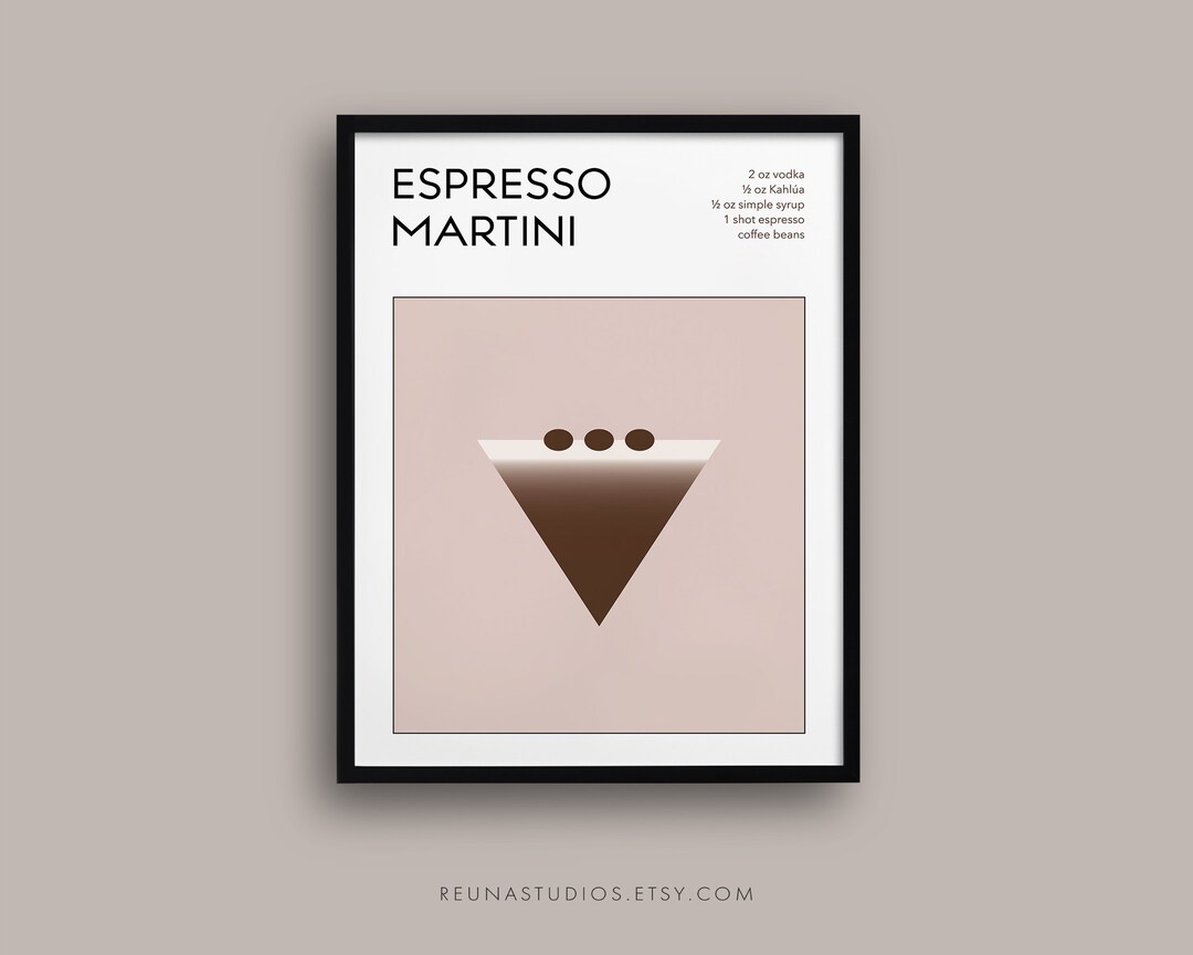 Espresso Martini With Recipe Classic Cocktails Print Alcohol Poster ...